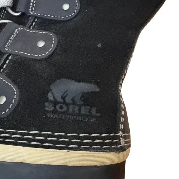 Sorel Joan of Arctic Knit II Waterproof Winter Boots Black Womens Size 9 Lace Up - Picture 8 of 9